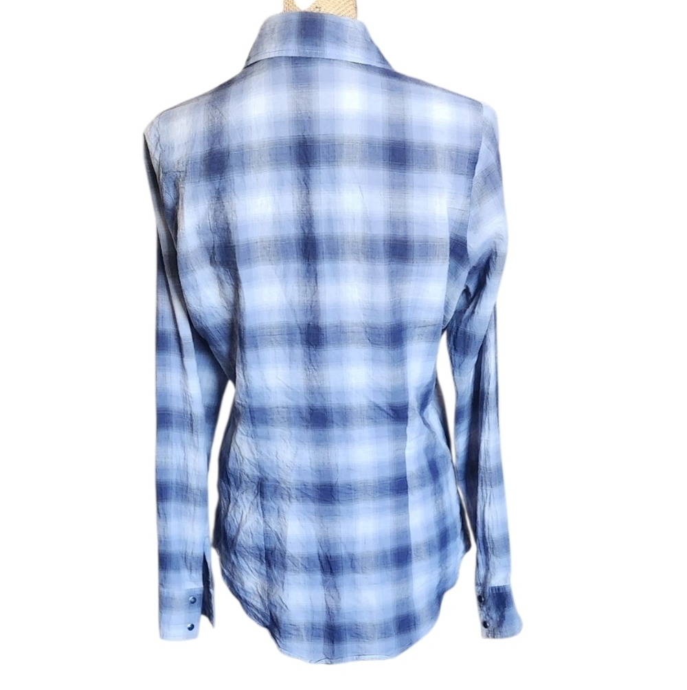 Roper Women's Cornflower Plaid 100% Cotton Shirt - Picture 2 of 4